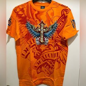 Vintage 2000s Hip Hop Orange Color T-shirt - Cross & Skull  T-shirt - NEW
